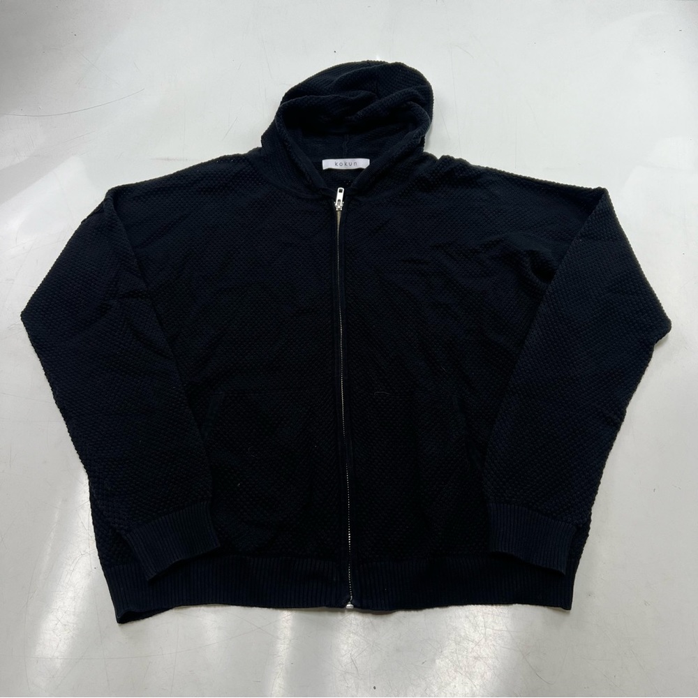 Kokun men’s black knit zip up jacket M L98-33